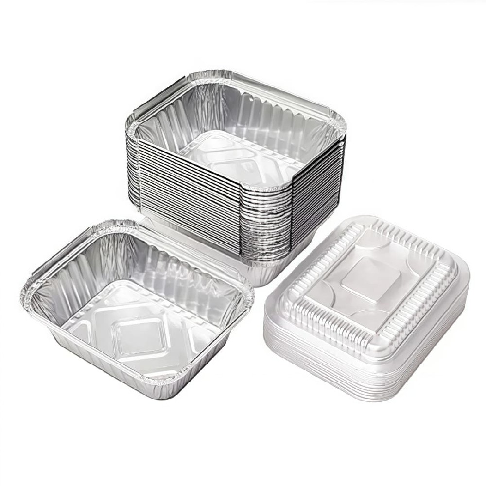 Aluminum Foil Containers with Covers for Easy Takeaway Food Packaging